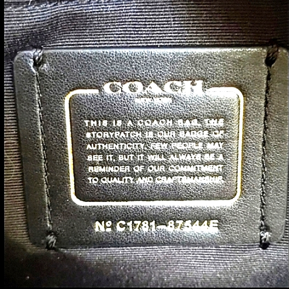 💥 COACH Legacy Navy & Tan Jacquard Shoulder Tote Bag Pre-owned ** - Picture 11 of 13